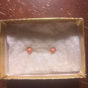 Pink coral stud earrings in